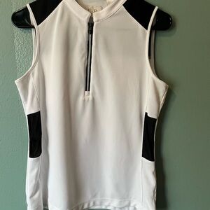 EP Pro Fitted Sleeveless Polo Tank Top White Black